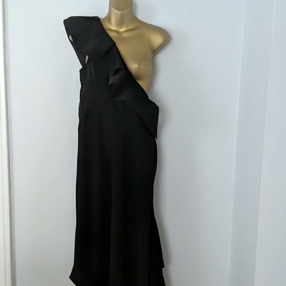 Topshop one shoulder black dress size 10 - Picture 3 of 4